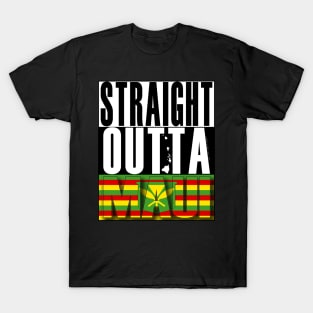 Straight Outta Maui Hawai'i Kanaka Maoli Flag by Hawaii Nei All Day T-Shirt